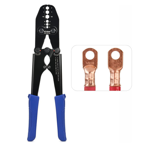 IWS-0810N Battery Cable Terminal Lug Crimping Tool for 8,6,4,2,1,1/0 AWG Electrical Copper Battery Lugs, Fixed Hexagonal Crimping Die Sets
