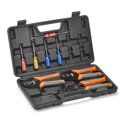 Wire Crimping Tool Kit for Deutsch Connectors and Weather Pack Terminals with Connector Removal Tools