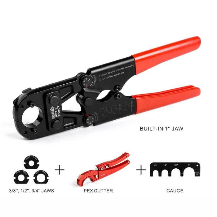 PEX Crimping Tool Kit with Pex Copper Crimp Rings, with PEX Cutter,Go-no-go Gauge