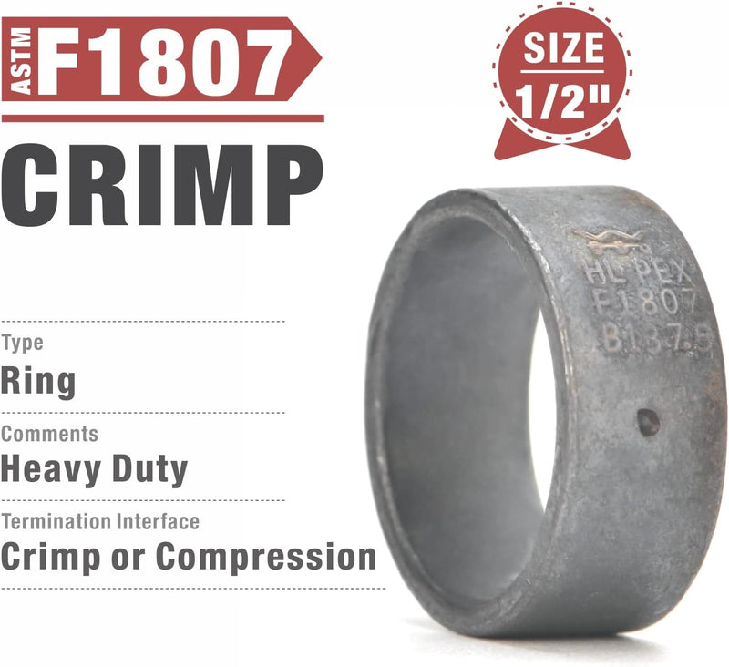 1/2-Inch PEX Pipe Crimp Copper Rings, Skid-Proof, F1807 Standard-100pcs Pipe Fittings IWISS