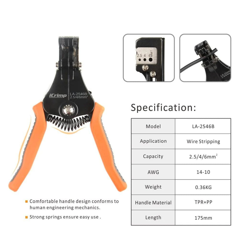 LA-2546B Solar Stripper for 2.5/4/6mm2 Wire Stripper & Cable Cutter iCrimp