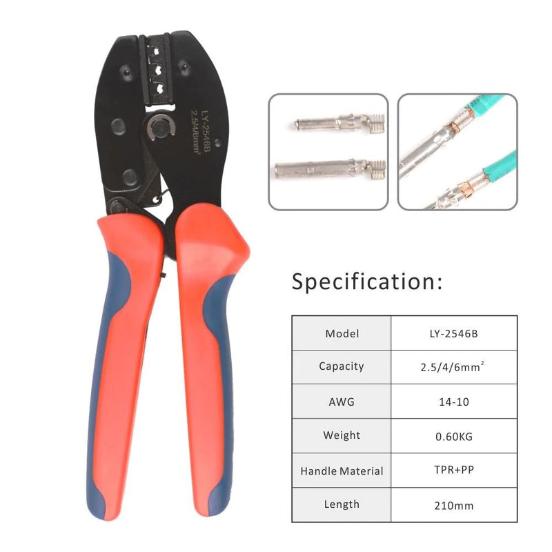 LY-2546B Solar Panel PV Cables Crimper for 2.5/4/6mm2 (AWG14/12/10) Hand Crimping Pliers iCrimp