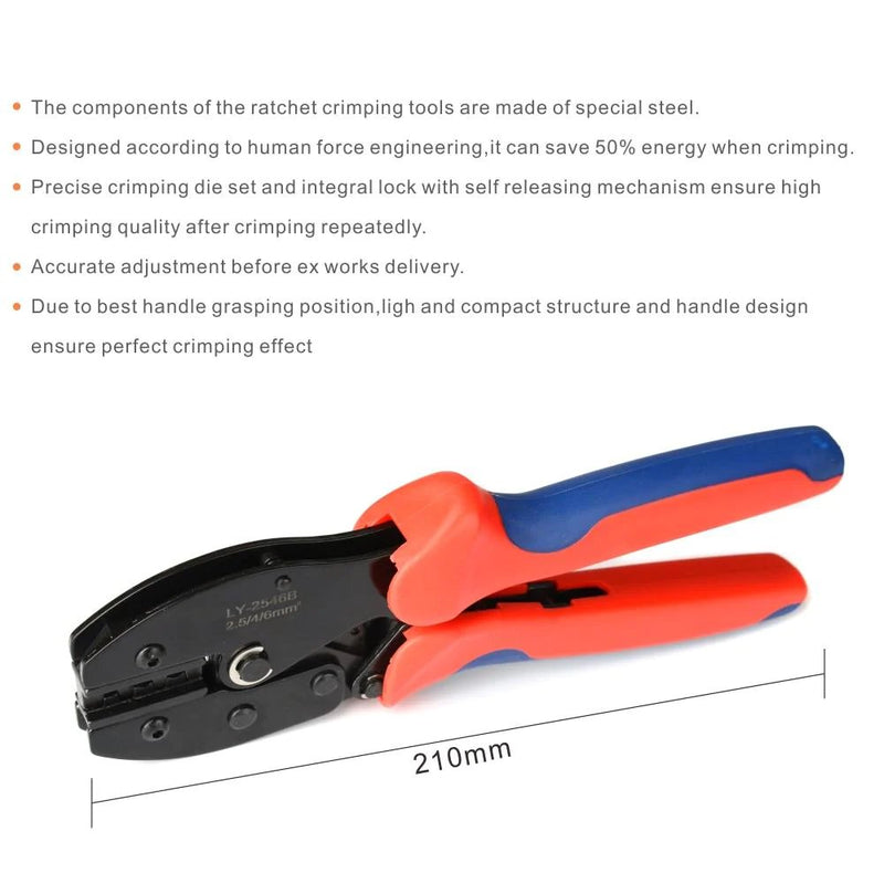 LY-2546B Solar Panel PV Cables Crimper for 2.5/4/6mm2 (AWG14/12/10) Hand Crimping Pliers iCrimp
