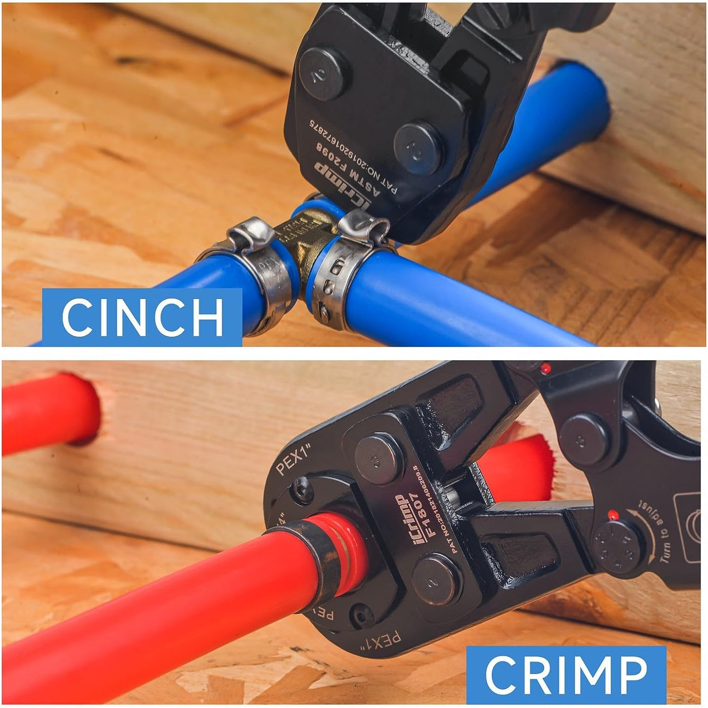 PEX Crimping Tool Set for Copper Crimp Ring and PEX Cinch Clamp — IWISS