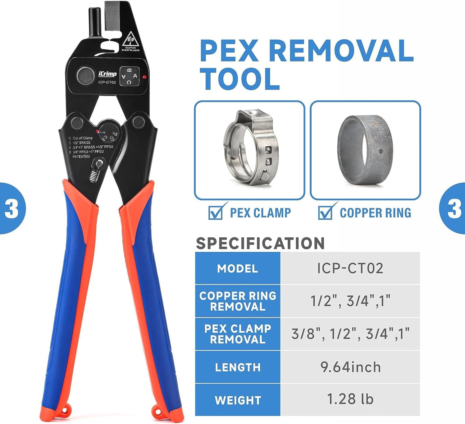 PEX Crimping Tool Set for Copper Crimp Ring and PEX Cinch Clamp — IWISS