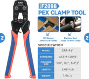ICP-PK01 KIT PEX Crimping Tool Set for Copper Crimp Ring and PEX Cinch Clamp, Crimping and Removing PEX Crimp Fittings 1/2'', 3/4'', 1'', 7 Pieces PEX Pipe Tools iCrimp