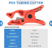ICP-PK01 KIT PEX Crimping Tool Set for Copper Crimp Ring and PEX Cinch Clamp, Crimping and Removing PEX Crimp Fittings 1/2'', 3/4'', 1'', 7 Pieces PEX Pipe Tools iCrimp