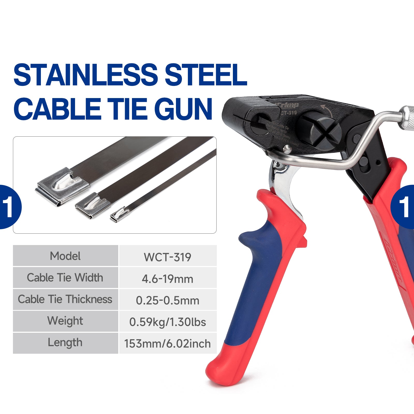 WCT-319 Stainless Steel Cable Tie Gun for Fastening & Cutting up