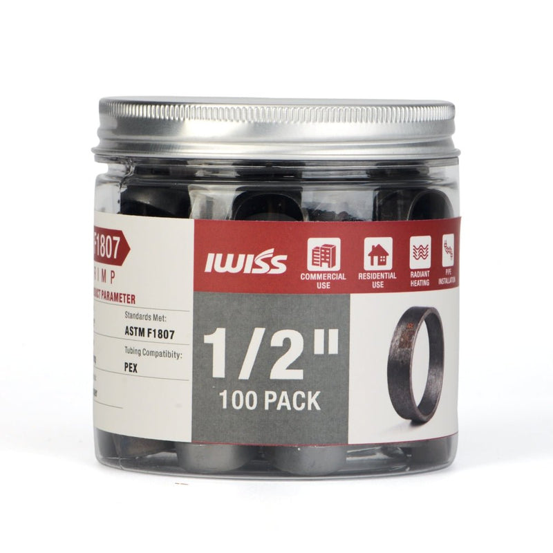 1/2-Inch PEX Pipe Crimp Copper Rings, Skid-Proof, F1807 Standard-100pcs Pipe Fittings IWISS