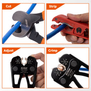 IWS-50BN Kit Battery Cable Lug Crimping Tool Kit for AWG 8-1/0 Electrical Lug with cable cutter & Stripper Hand Crimping Pliers IWISS TOOLS