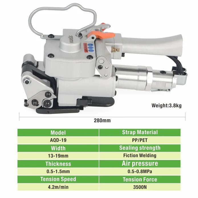 AQD-19 Pneumatic Strapper for 13-19mm PP&Pet Strap Banding Tools IWISS