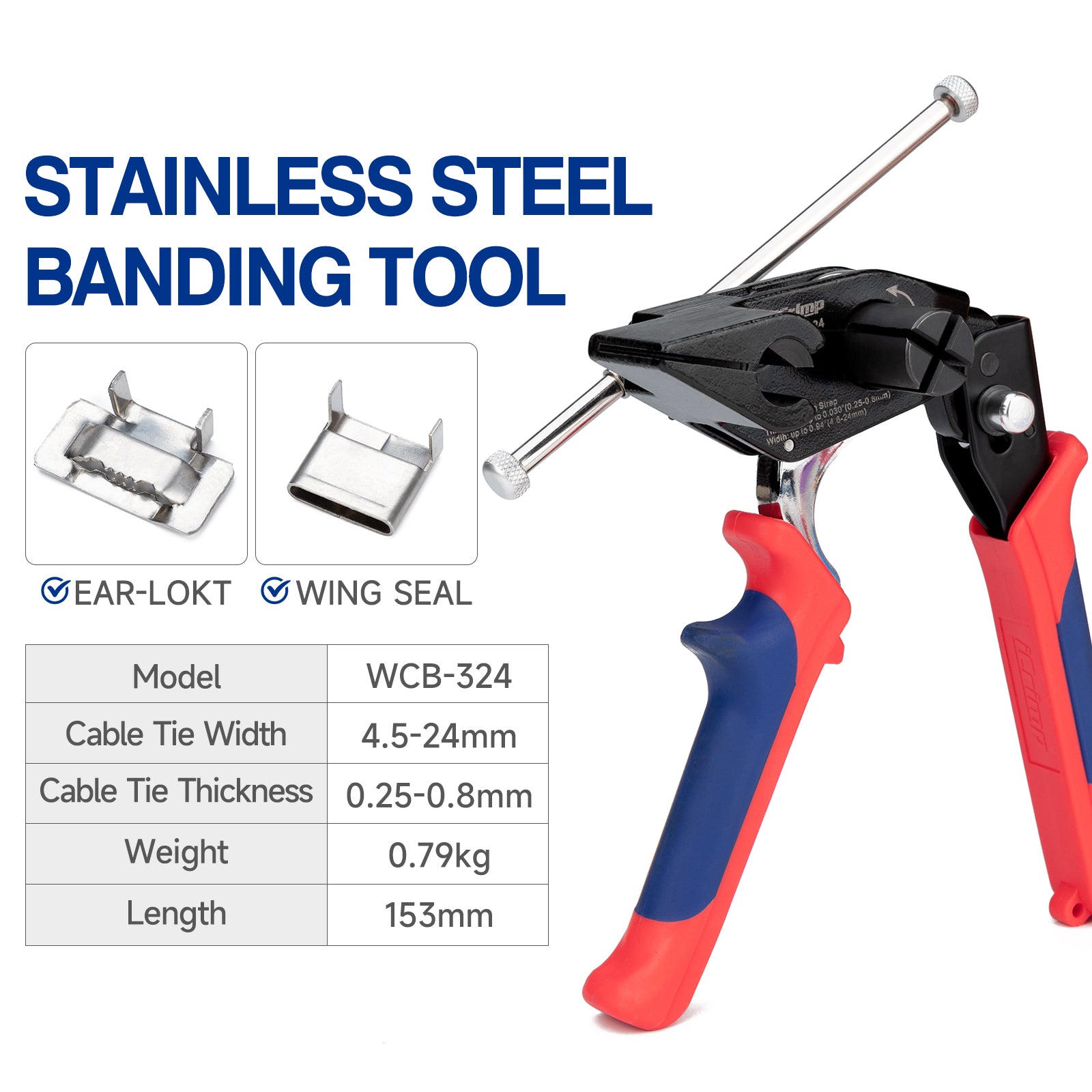 WCB-324 Stainless Steel Cable Tie Gun, Zip Tie Tool — IWISS TOOLS
