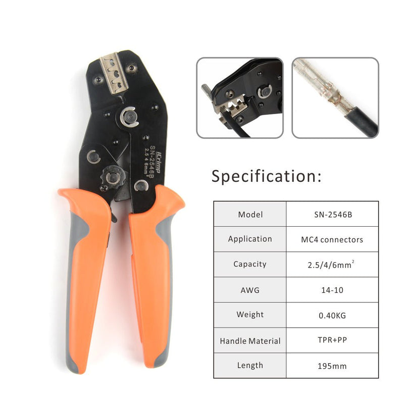 SN-2546B Ratchet Crimper for IWS4 solar Connectors 2.5/4/6mm ² Hand Crimping Pliers iCrimp