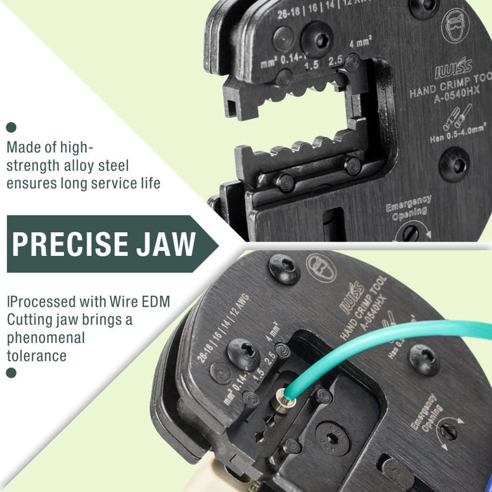 A-0540HX Ratchet Crimper for Harting Han C, Han D, Han E Contacts AWG26-12
