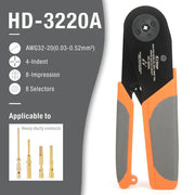 HD-3220A Indent Crimping Tool for Miniature and Sub-Miniature Connector AWG 32-20 Hand Crimping Pliers iCrimp