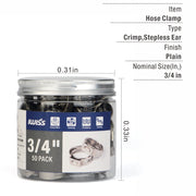 3/4-Inch Stainless Steel Cinch Clamp Rings for PEX Pipe F2098 Standard-50pcs Pipe Fittings IWISS