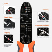 IWS-022 5-in-1 Multi-function Tool, Wire Stripper, Wire Cutter, Crimper for AWG22-10 Insulated and Non-insulated Terminals Cable Stripper & Wire Cutters iCrimp