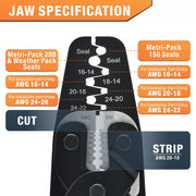 IWC-1424AB Open Barrel Terminal& Weather Pack Terminal Crimper for AWG 24-14 with Built-in Wire Stripper&Cutter Hand Crimping Pliers iCrimp