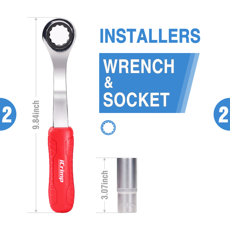 IWS-1807CF PEX Crimping Tool Kit for 1-1/4, 1-1/2'' and 2 Inch Copper Crimp Rings, Driven by Impact Wrench
