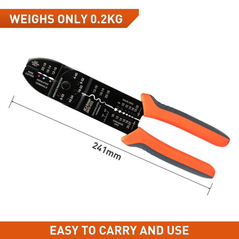IWS-022 5-in-1 Multi-function Tool, Wire Stripper, Wire Cutter, Crimper for AWG22-10 Insulated and Non-insulated Terminals Cable Stripper & Wire Cutters iCrimp