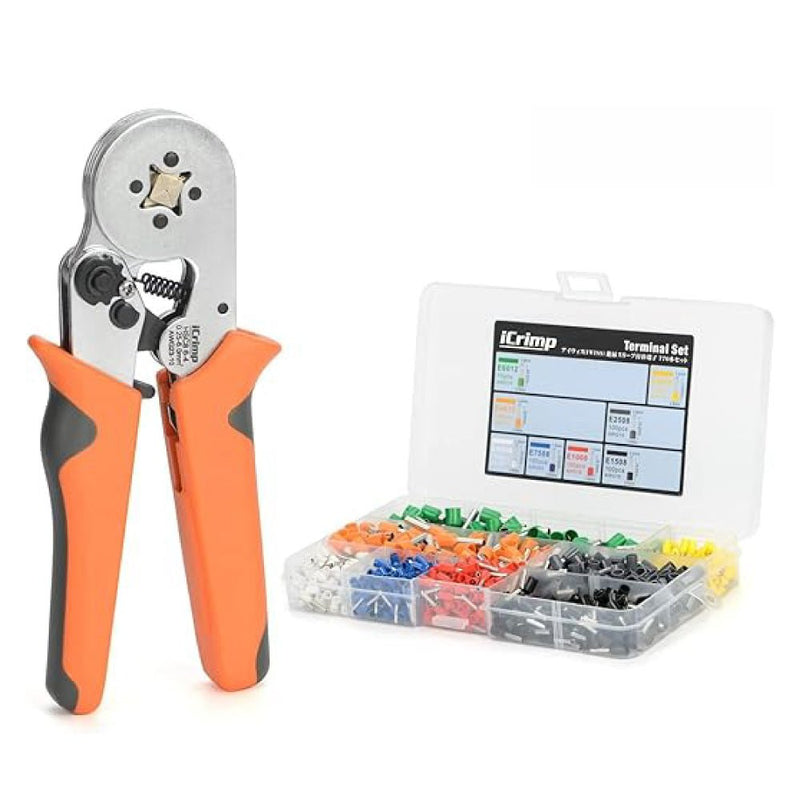 HSC8 6-4-KIT Ferrule Crimping Tool Kit, AWG 23-10 Self-adjustable Ratchet Ferrule Crimper Plier c/w 770End Sleeve Ferrules Connector Terminals Hand Crimping Pliers iCrimp