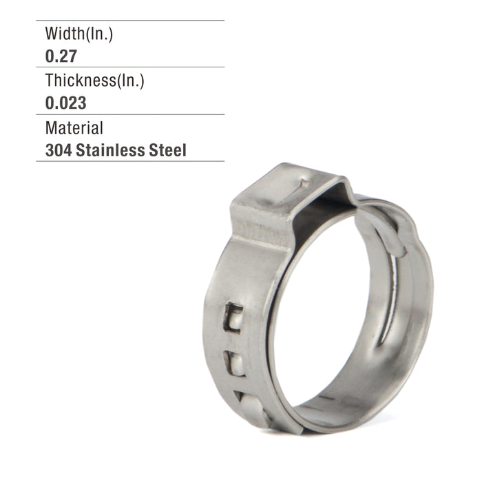 3/4-Inch Stainless Steel Cinch Clamp Rings for PEX Pipe F2098 Standard-50pcs