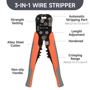 ICP-338 Kit Wire Stripper Tool Kit, Adjustable Stripper for 22-10 AWG with Insulated Terminals and Cable Tie Wire Stripper & Cable Cutter IWISS