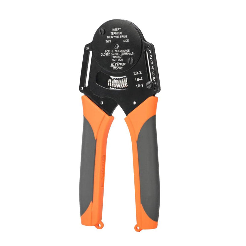 IWD-1620 Deutsch Size 16 Crimper, Solid Barrel Contact & Circular Connector Contacts Crimping Tool, 8 Indents Wire Crimper, AWG16-20 Hand Crimping Pliers iCrimp