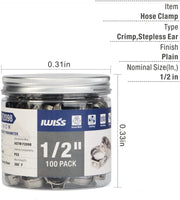 1/2-Inch Stainless Steel Cinch Clamp Rings for PEX Pipe F2098 Standard-100pcs Pipe Fittings IWISS