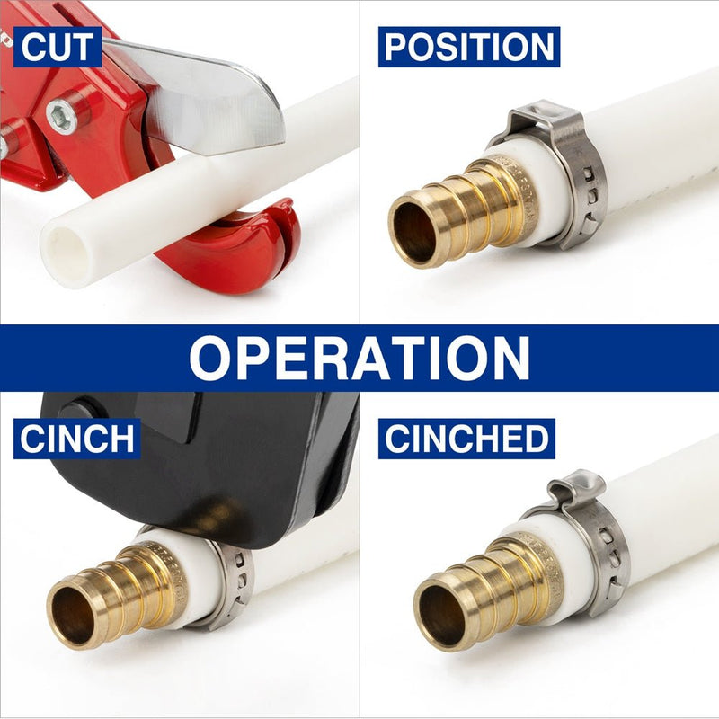 ICP-BJ02 PEX Clamp Cinch Tool, One Handed PEX Crimping Tool for Pinching 3/8-in, 1/2-in, 3/4-in, 1-in PEX Clamp Rings, Patented PEX Pipe Tools iCrimp