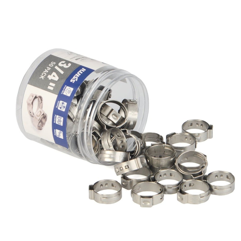 3/4-Inch Stainless Steel Cinch Clamp Rings for PEX Pipe F2098 Standard-50pcs Pipe Fittings IWISS