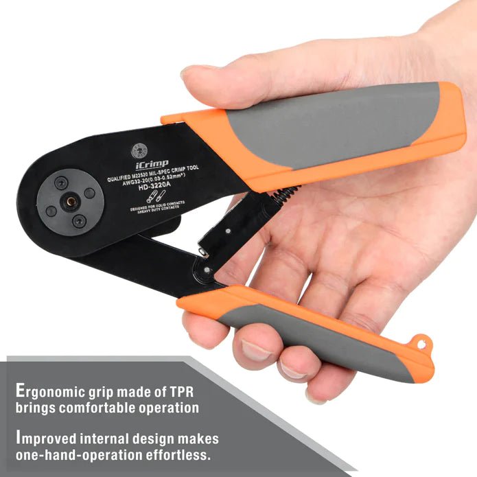 HD-3220A Indent Crimping Tool for Miniature and Sub-Miniature Connector AWG 32-20 Hand Crimping Pliers iCrimp