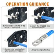 IWS-38 Crimper for AWG 8-2 Works for Non-Insulated Terminals and Butt/Splice/Open/Plug Connectors for Auto Electrical, Motorcycle Wiring Repairs Hand Crimping Pliers iCrimp