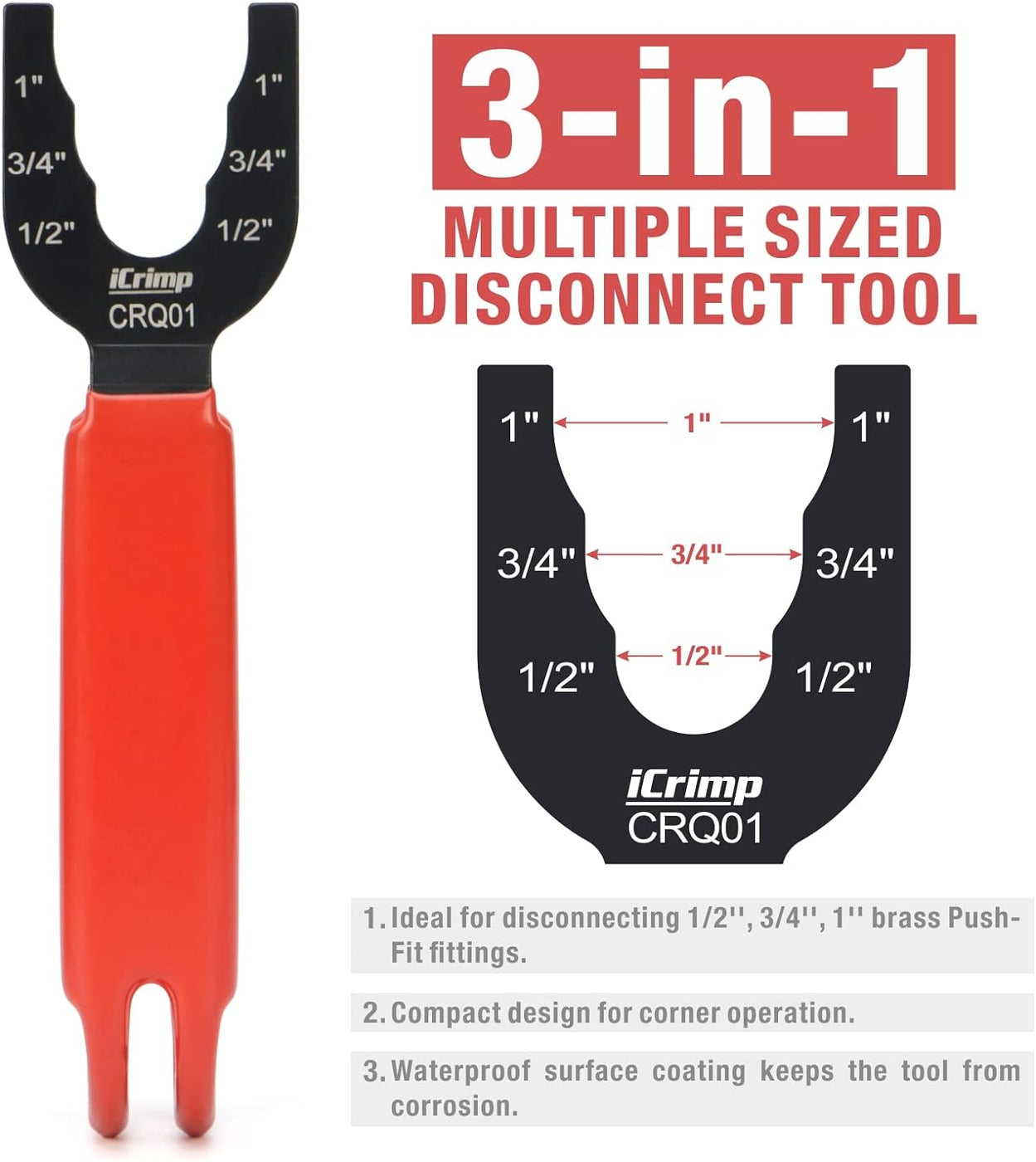 Pince De Déconnexion Pour Raccords Push-fit - Taille Multiple (1/2", 3/4", 1") - Pour Tuyaux Cuivre, PEX, CPVC - 11