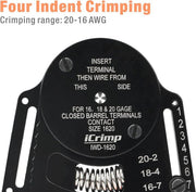 IWD-1620 Deutsch Size 16 Crimper, Solid Barrel Contact & Circular Connector Contacts Crimping Tool, 8 Indents Wire Crimper, AWG16-20 Hand Crimping Pliers iCrimp