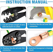 ‎IWS-5100A Battery Cable Crimper for AWG13-3 Open Barrel Lug, Lead-Free OEM Battery Terminals Hand Crimping Pliers IWISS TOOLS