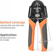 IWD-1620 Deutsch Size 16 Crimper, Solid Barrel Contact & Circular Connector Contacts Crimping Tool, 8 Indents Wire Crimper, AWG16-20 Hand Crimping Pliers iCrimp