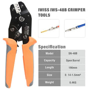 SN-48B Pin Crimping Tools 3.96/4.8/5.08/6.3 mm 26-16AWG Crimper 0.14-1.5mm² for Dupont & JST-SM Molex Connectors and Terminals Hand Crimping Pliers iCrimp