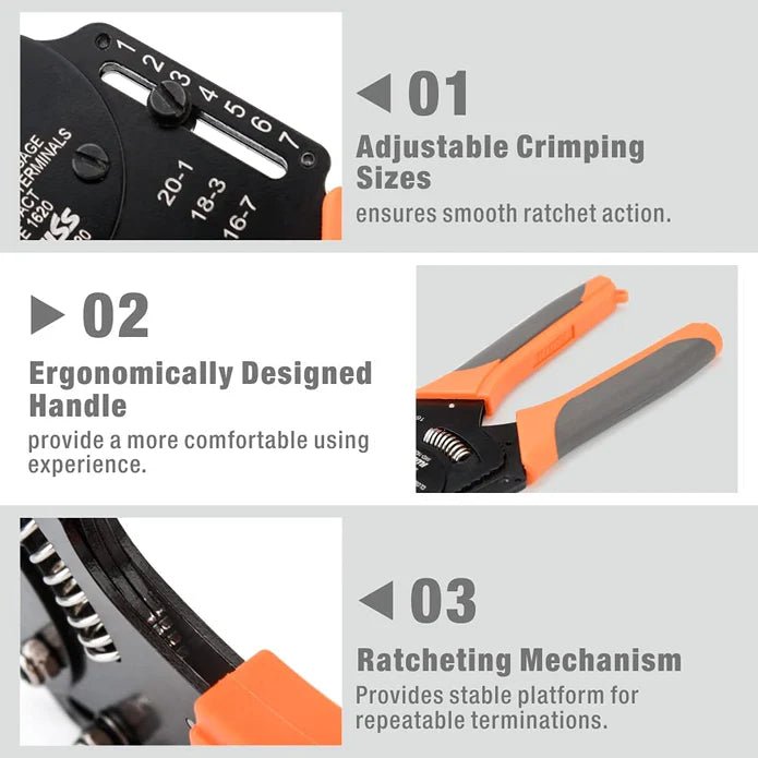 IWD-1620 Deutsch Size 16 Crimper, Solid Barrel Contact & Circular Connector Contacts Crimping Tool, 8 Indents Wire Crimper, AWG16-20 Hand Crimping Pliers iCrimp