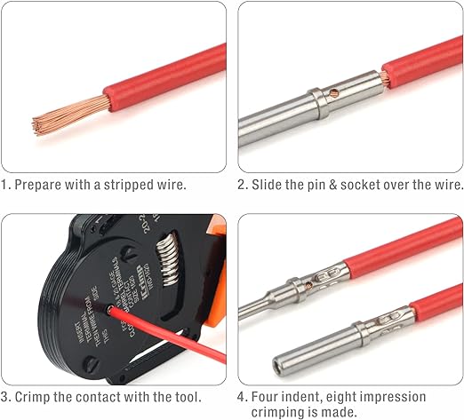 IWD-1620 Deutsch Size 16 Crimper, Solid Barrel Contact & Circular Connector Contacts Crimping Tool, 8 Indents Wire Crimper, AWG16-20 Hand Crimping Pliers iCrimp