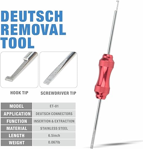 ET-01 Deutsch Insertion & Extraction Tools, Contact Extraction, Contact-to-Housing, Wedgelock Removal Tool for DT, DTM, DTP-Series Insertion & Removal Tools IWISS