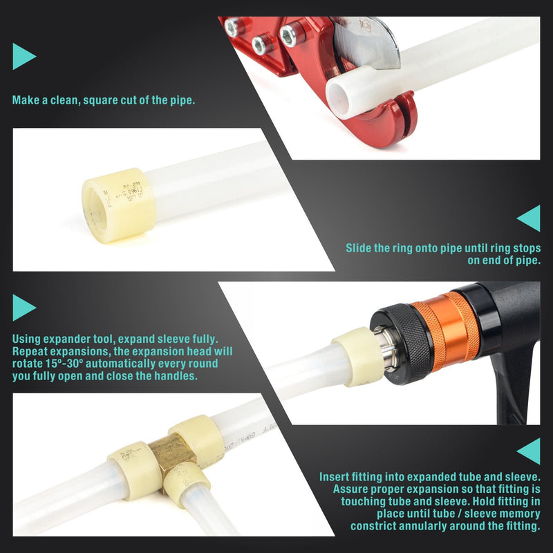 IWS-1960R PEX Expansion Tool Kit, Sized 1/2,3/4,1-inch, Auto Rotation Expander Tool PEX Pipe Tools IWISS