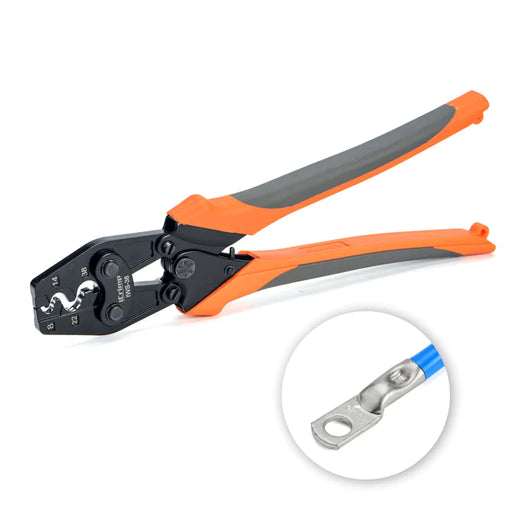 IWS-38 Crimper for AWG 8-2 Works for Non-Insulated Terminals and Butt/Splice/Open/Plug Connectors for Auto Electrical, Motorcycle Wiring Repairs