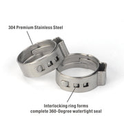 3/4-Inch Stainless Steel Cinch Clamp Rings for PEX Pipe F2098 Standard-50pcs Pipe Fittings IWISS