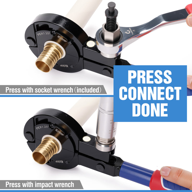 IWS-1807CF PEX Crimping Tool Kit for 1-1/4, 1-1/2'' and 2 Inch Copper Crimp Rings, Driven by Impact Wrench