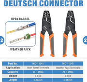 KIT-DC01 Closed Barrel Crimper, Stamped Contacts Crimper and Weather Pack Terminal Crimper Tool Kit w/Extraction Tools-12pcs included Hand Crimping Pliers iCrimp
