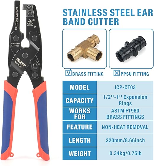 ICP-CT03 PEX Expansion Rings Removal Tool for 1/2,5/8,3/4 &1 in. F1960 expand system PEX Pipe Tools iCrimp