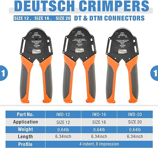 KIT-DC01 Closed Barrel Crimper, Stamped Contacts Crimper and Weather Pack Terminal Crimper Tool Kit w/Extraction Tools-12pcs included Hand Crimping Pliers iCrimp