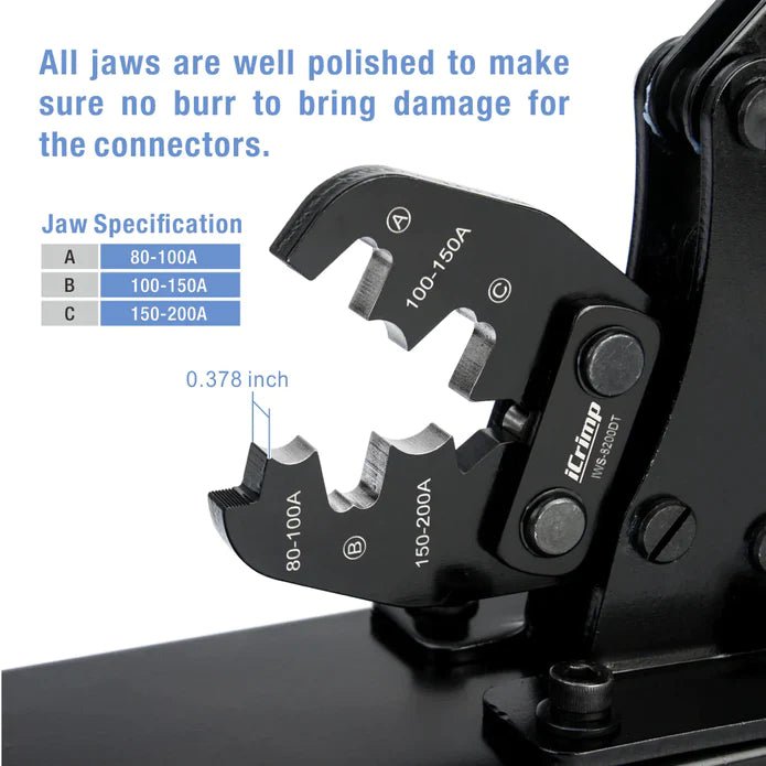 IWS-5100DT/8200DT/25500DT Battery Lugs and Open Barrel Connectors Crimping Tools Bench Mount Type Hand Crimping Pliers IWISS TOOLS