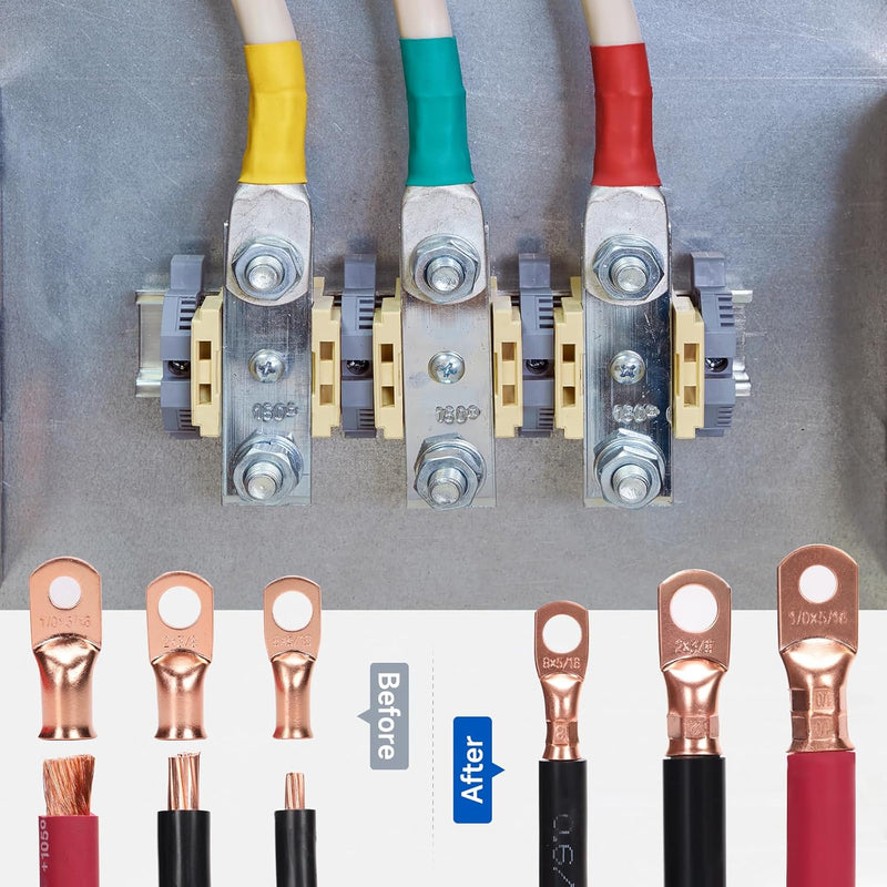 HX-50BI Wire Terminal Crimping Tool, Cable Lug Crimper for AWG8-1/0 CU/Al Terminal Lugs